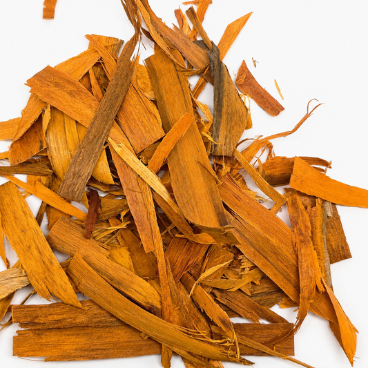 Reddish-orange sappanwood shavings that tint aquarium water