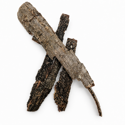 3 catappa bark laid out on a white surface