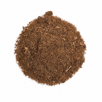 Top view of loose, fibrous dark brown sphagnum peat moss for blackwater substrate
